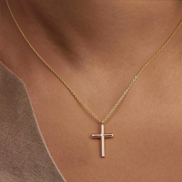 Women 14K Gold Cross Simple Faith Necklaces - Picture 3 of 7